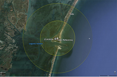 Figura 3. Una delle stazioni della rete temporanea (Z3.A303A) è installata al Lido di Venezia, ospitata dal Circolo Golf Venezia in un'antica fortificazione austriaca del sistema difensivo della laguna. In questo sito è stato installato un sensore del tipo STS2, estremamente sensibile alle basse frequenze. Alparrey4