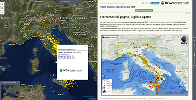 L’interfaccia del Map Joournal della sismicità del 2015 (http://arcg.is/1DNrkY6) terremoti2015 2