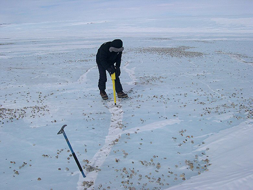 Cercatore di meteoriti, foto credit museo nazionale dell’Antartide Felice Ippolito Artide3